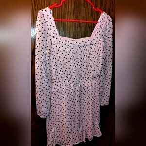 Francesca's Mi Ami Pink and Black Heart Print Dress